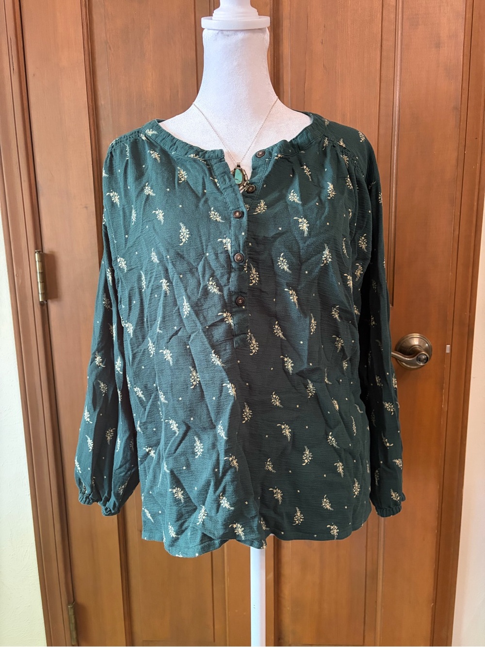 Women’s Toad & Co. Green Floral Button Henley Top